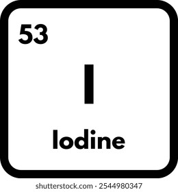 Iodine chemical element icon isolated on white background . Iodine icon vector