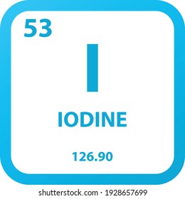 I Iodine Halogen Chemical Element vector illustration diagram, with atomic number, mass and electron configuration. Simple outline flat hexagon design for education, lab, science class.
