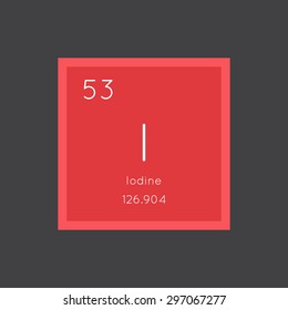 Iodine simple style tile icon. Chemical element of periodic table. Vector illustration EPS8