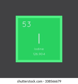 Iodine simple style tile icon. Chemical element of periodic table. Vector illustration EPS8