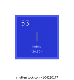 Iodine simple style tile icon. Chemical element of periodic table. Vector illustration EPS8