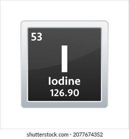 Iodine symbol. Chemical element of the periodic table. Vector stock illustration