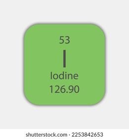 Iodine symbol. Chemical element of the periodic table. Vector illustration.