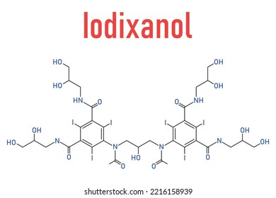 Iodixanol Contrast Agent Molecule. Skeletal Formula.