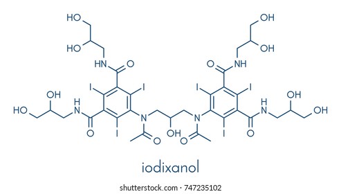 Iodixanol contrast agent molecule. Skeletal formula.