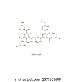 Iodixanol flat skeletal molecular structure Contrast media treatment. Vector illustration scientific diagram.