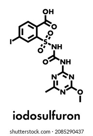 Molécula de herbicida de iodosulfurón. Fórmula esquelética.