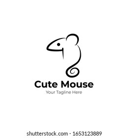 Iogo vector mouse with black line style for web and applications. Symbols with isolated white background.