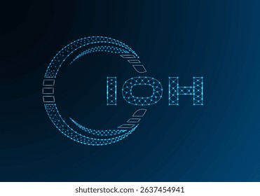 IOH low poly letter logo vector design. IOH lower poly logo design. Low poly logo.