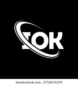 Logo de IOK. Carta OK. Diseño de logo de carta IOK. Logotipo de IOK con el círculo y el logotipo del monograma en mayúsculas. Tipografía IOK para tecnología, negocio y marca inmobiliaria.