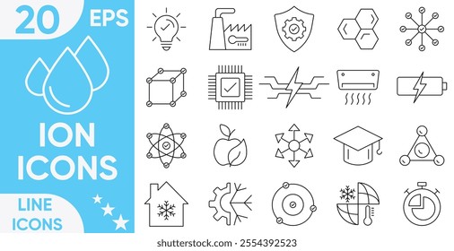 Ion Line Icons.Conditioning Related Vector Line Icons. Contains such Icons as Cool.Vector and illustrator set.