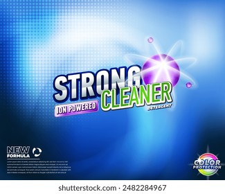 Ion power laundry detergent product advertising template. Best for label production, packaging and advertising design uses.