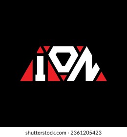 ION triangle letter logo design with triangle shape. ION triangle logo design monogram. ION triangle vector logo template with red color. ION triangular logo Simple, Elegant, and Luxurious design.
