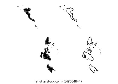 Ionian Islands Region (Greece, Hellenic Republic, Hellas) map vector illustration, scribble sketch Ionian Islands map