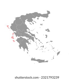 Ionian islands region map, administrative region of Greece. Vector illustration.