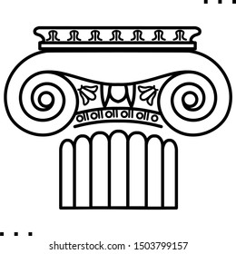 Ionian order column icon in outline style