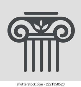 Columna Iónica Antigua. Pilar griego, elemento arquitectónico. Ilustración del vector   