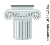 Ionic capital with volutes, Greek columns. Modern vector illustration isolated on white background, hand drawn, flat design