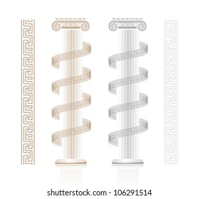 Ionic Column with Greek key pattern