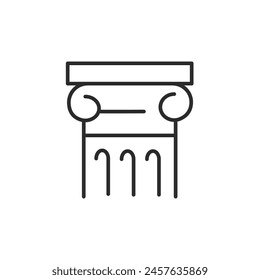  Ionic column icon. A simple vector illustration of a classical architectural feature, suitable for educational materials, architectural apps, and cultural websites. Vector illustration 