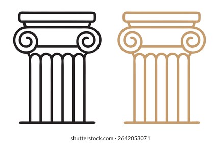 Ionic column line art vector illustration of ancient greek architecture design.