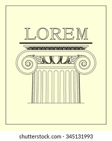 Ionic columns. The logo with the classic architecture.