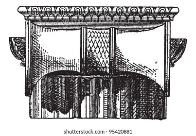 Ionic Greek side view, vintage engraved illustration. Dictionary of words and things - Larive and Fleury - 1895.