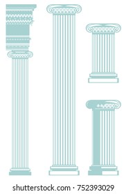 ionic order columns - vector pillars design set