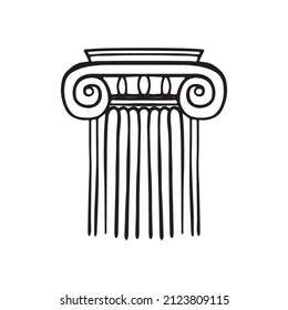 Ionic order. Vector hand drawn illustration of classical capital