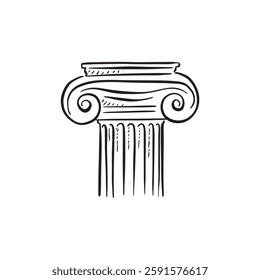 An ionic pillar in a sketchy style. Inspiration taken from Greek and Roman empires.