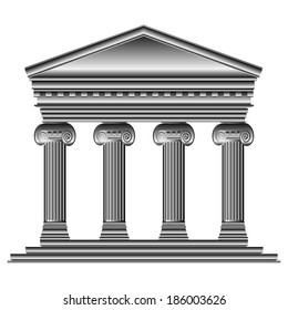 Ionic temple isolated on white background.