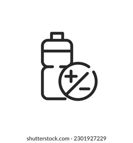 Ionic Water Electrolytes Icon. Vector Outline Editable Symbol of Bottle of Water Full of Electrolytes Ionic Water.