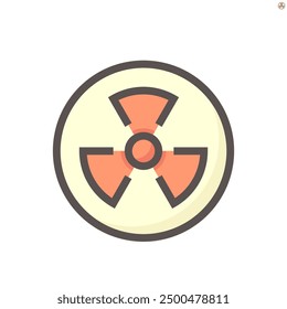 Ionizing radiation or radioactive vector design of icon, sign or symbol. That safety, warning or caution of unsafe, danger or hazard from toxic, emission of nuclear reactor process or x-ray. 64x64 px.