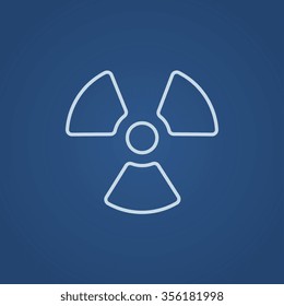 Ionizing radiation sign line icon for web, mobile and infographics. Vector light blue icon isolated on blue background.