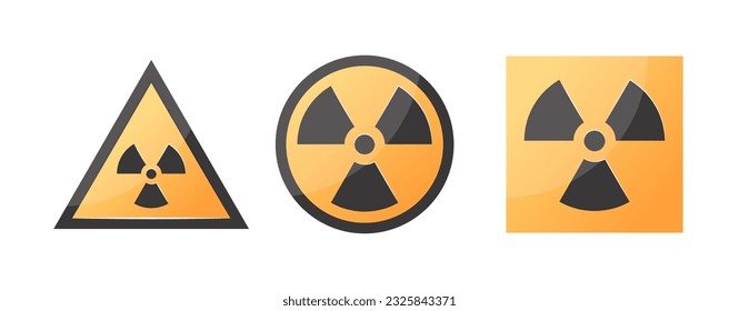 Ionizing radiation signs. Set of hazard icons with a trefoil. Vector illustration isolated on a white background.