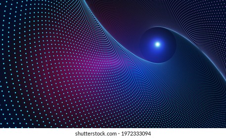 The ions dot of centrifugal diffusion arrangement.3D effect dot push elements. Abstract vector technology background.