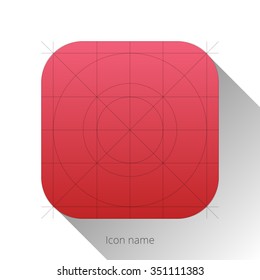 iOS abstract red app icon, blank button template with flat designed shadow and gradient background for internet sites, web user interfaces (UI) and applications (apps). Vector illustration.