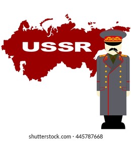 Iosif Vissarionovich Stalin against the backdrop of the USSR. The illustration on a white background.