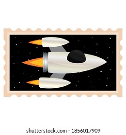 Ioslate Space rocket eliminar icono de imagen plateada - Vector
