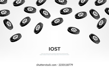IOST coin falling from the sky. IOST cryptocurrency concept banner background.