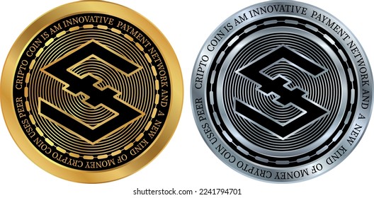 iostoken-iost coin vector illustrations. 3d illustration