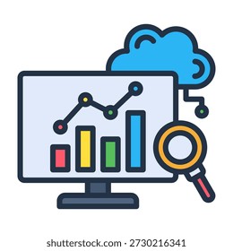 Iot Analytics Icon Lineal Color Design Vector Illustration