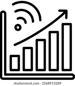 Iot Analytics Vector Lineal Icon On White Background.