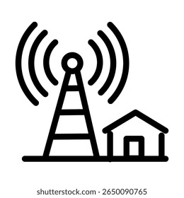 Ícone de traço editável da antena IoT com casa