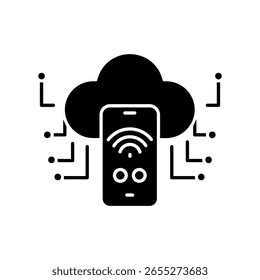 Ícone de plano preto IOT para projetos digitais e de impressão.  Ícones mínimos de limpeza para aplicativos e sites. Ícones simples modernos para UI UX e branding