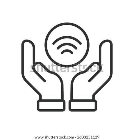 IoT care, icon in line design. Internet of things, connected devices, remote monitoring, on white background vector. IoT care, icon in line design, editable stroke icon