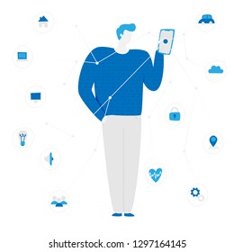IoT concept with people, internet of things vector design