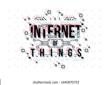 IOT. Conceptual Layout with HUD elements for print and web. Lettering with futuristic user interface elements.