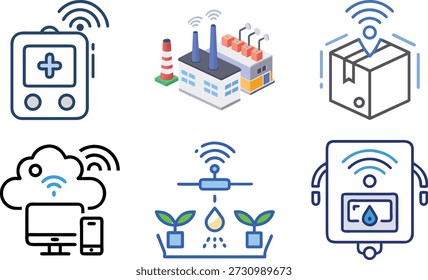 IoT Devices Icons Set for Internet of Things, Smart Home, Connected Devices, Automation and Modern Technology Design