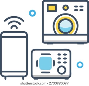 IoT Geräte Icons Set für Internet of Things, Smart Home, Connected Devices, Automation und modernes Technologiedesign